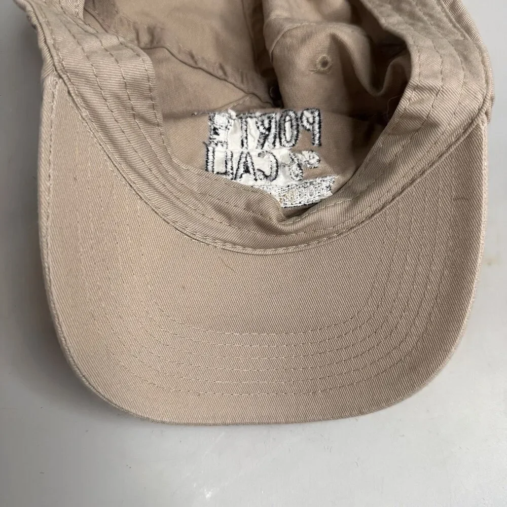Port of Call Food & Brew Hall Dad Hat Tan Adjustable Strap Back Unstructured